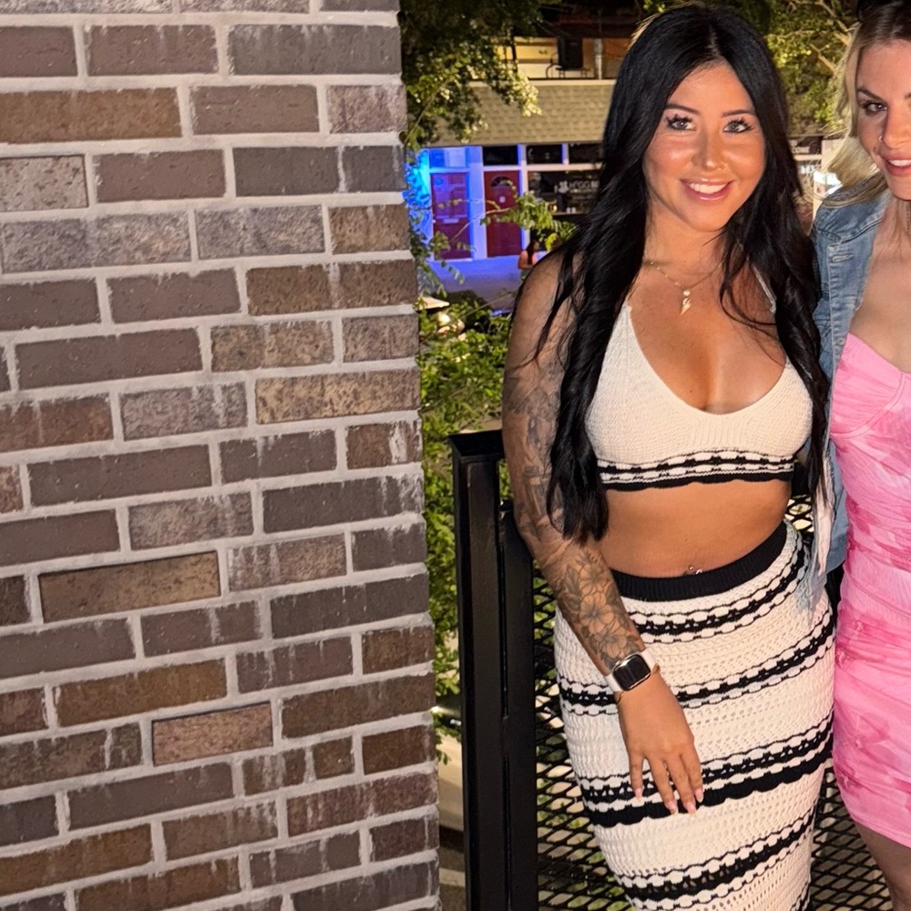 Black and White Striped Skirt and top set